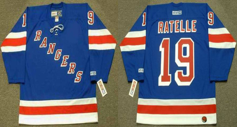 2019 Men New York Rangers #19 Ratelle blue CCM NHL jerseys->new york rangers->NHL Jersey